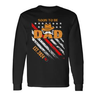 Soon To Be Dad 2024 First Fathers Day Expect Baby New Daddy Long Sleeve T-Shirt - Thegiftio UK