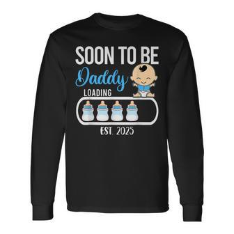 Soon To Be Daddy 2025 Boy Gender Reveal Party Dad Father Long Sleeve T-Shirt - Monsterry UK