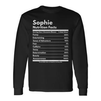 Sophie Nutrition Facts Personalized Name Sophie Long Sleeve T-Shirt - Seseable