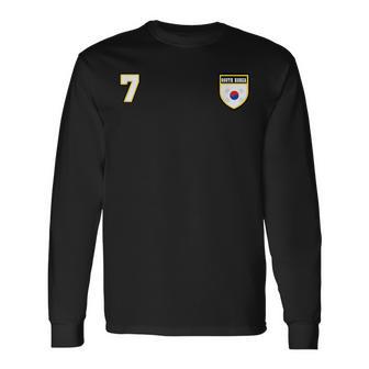 South Korea Number 7 Soccer Flag Football Seven Korean Long Sleeve T-Shirt - Monsterry CA