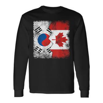 South Korean Roots Half Canadian Flag Canada South Korea Long Sleeve T-Shirt - Monsterry DE