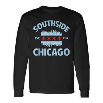 Southside Chicago Flag Skyline Long Sleeve T-Shirt - Monsterry AU