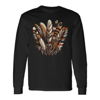 Southwest Native American Indian Feather Long Sleeve T-Shirt | Mazezy AU