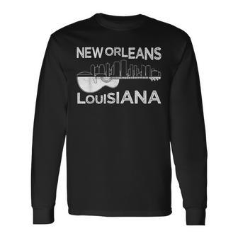 Souvenir New Orleans Guitar Music Louisiana New Orleans Long Sleeve T-Shirt - Monsterry AU