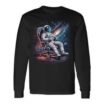 Space Astronaut Gaming System Planets Astronaut Gamer Long Sleeve T-Shirt - Monsterry UK