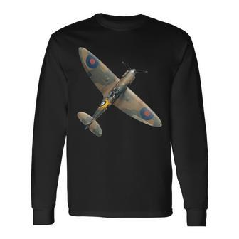 Spitfire Aeroplane Fighter Aircraft Ww2 War Plane Lover Fan Long Sleeve T-Shirt - Thegiftio UK