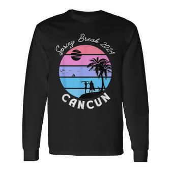Spring Break 2024 Cancun Mexico Beach Retro Surf Vacation Long Sleeve T-Shirt | Mazezy