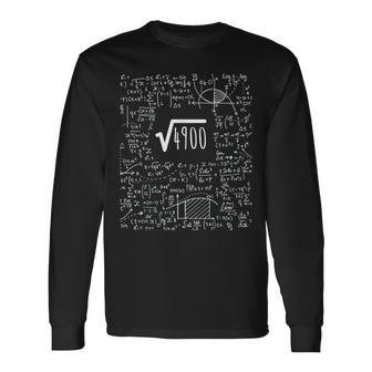 Square Root Of 4900 Birthday 70 Years Old Math Geek Long Sleeve T-Shirt - Monsterry