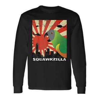 Squawk Zilla Senegal Parrot Squawking Kawaii Long Sleeve T-Shirt - Monsterry CA