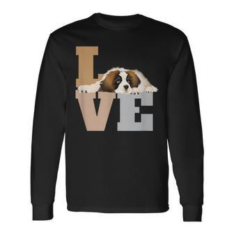 St Bernard Lazy Puppy Dog Slobbers On Word Love Long Sleeve T-Shirt - Monsterry DE