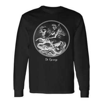 St George And The Dragon Crusades Soldier Saint Long Sleeve T-Shirt - Monsterry