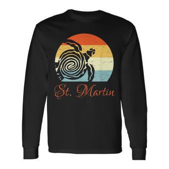 St Martin Caribbean Vintage Retro Throwback Vacation Long Sleeve T-Shirt - Monsterry