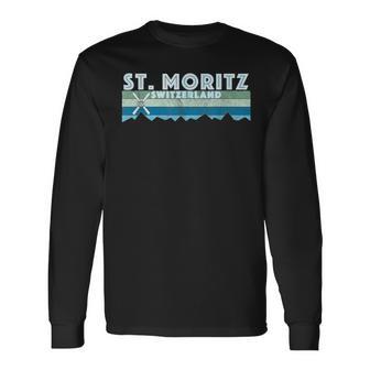 St Moritz Ski Illustration Retro Vintage St Moritz Langarmshirts - Seseable