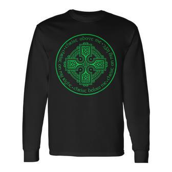 St Patrick's Breastplate Lorica Prayer Catholic Irish Cross Long Sleeve T-Shirt - Thegiftio