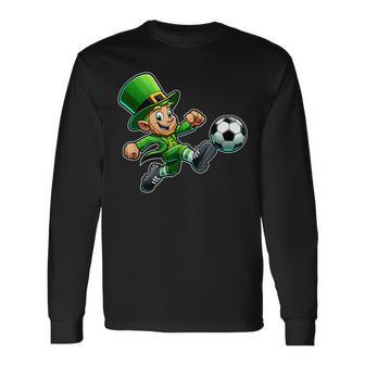 St Patrick's Day Irish Leprechaun Soccer Team Player Long Sleeve T-Shirt - Thegiftio