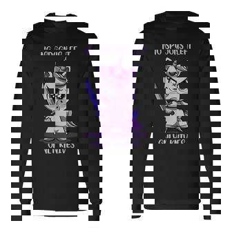 Stabby Cute Unicorn No Spoons Left Only Knives Fibro Lupus Long Sleeve T-Shirt | Mazezy