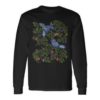 Starling Birds & Berries Vintage Ukrainian Vyshyvanka Long Sleeve T-Shirt - Monsterry UK