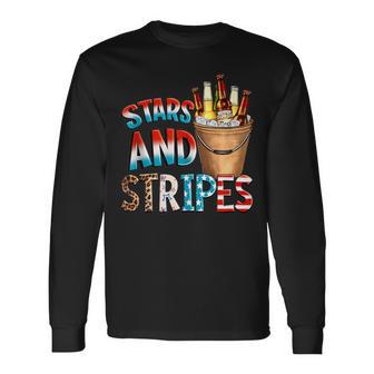 Stars And Stripes Beer Drinking 4Th Of July Independence Day Long Sleeve T-Shirt - Monsterry