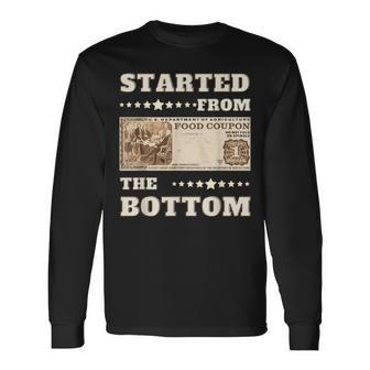 Started From Bottom Food Stamp Coupon Stars Long Sleeve T-Shirt - Seseable