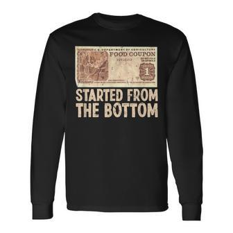 Started At Bottom Coupon Food Stamp 80S 90S Long Sleeve T-Shirt - Seseable