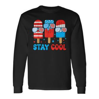 Stay Cool 4Th July Popsicle American Flag Boy Toddler Long Sleeve T-Shirt - Thegiftio UK