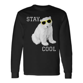 Stay Cool Cute Baby Polar Bear Cub With Sunglasses Long Sleeve T-Shirt - Monsterry