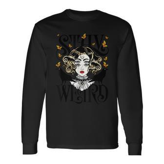 Stay Weird Rose And The Ravens Devil Girl Long Sleeve T-Shirt - Seseable