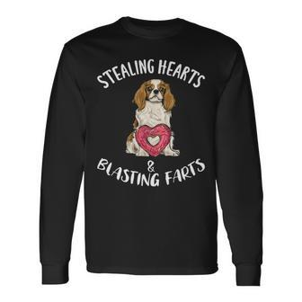 Stealing Hearts Blasting Farts Cavalier King Charles Spaniel Long Sleeve T-Shirt | Mazezy