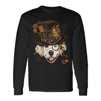 Steampunk Golden Retriever Dog Steampunk Lovers Long Sleeve T-Shirt - Monsterry CA