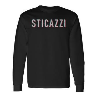 Sticazzi Pixel Glitch Phrase Saying Ironic Written Long Sleeve T-Shirt - Monsterry CA