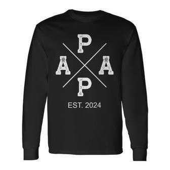 Stolzer Papa 2024 Papa Life Papa Est 2024 Langarmshirts - Geschenkecke