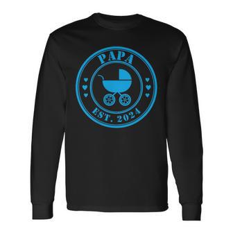 Stolzer Papa 2024 Werdender Papa Est 2024 Langarmshirts - Geschenkecke