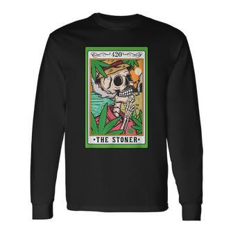 The Stoner Tarot Card Skeleton Cannabis Weed Lover Marijuana Long Sleeve T-Shirt - Seseable