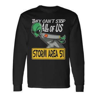 Storm Area 51 They Can't Stop All Of Us Running Alien Long Sleeve T-Shirt | Mazezy