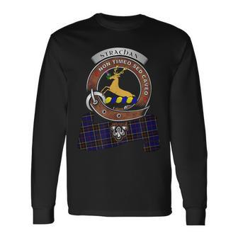 Strachan Scottish Clan Badge & Tartan Long Sleeve T-Shirt - Seseable