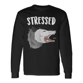 Stressed Possum Anxiety Disorder Screaming Opossum Long Sleeve T-Shirt - Monsterry CA