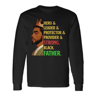 Strong Black Father Hero Leader Afro African Father's Day Long Sleeve T-Shirt - Seseable