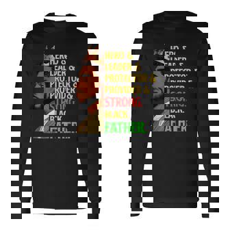 Strong Black Father Hero Leader Afro African Father's Day Long Sleeve T-Shirt - Seseable