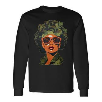 Strong Black Woman African American Camouflage Black Girl Long Sleeve T-Shirt - Thegiftio UK