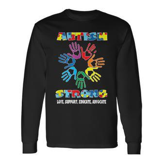 Strong Love Support Advocate Puzzle Ribbon Cool Autism Long Sleeve T-Shirt - Monsterry DE