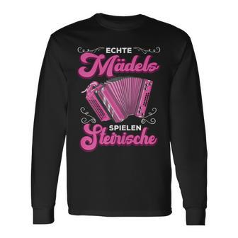 Styrian Harmonica Squeeze Echte Mäds Spiel Real M Langarmshirts - Seseable