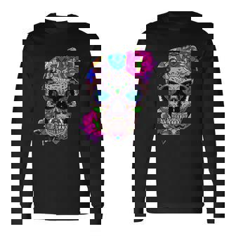 Sugar Skull Day Of The Dead Cool Bone Head Skulls Idea Long Sleeve T-Shirt - Thegiftio UK