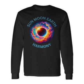Sun Moon Earth Harmony Eclipse 2024 Long Sleeve T-Shirt | Seseable CA