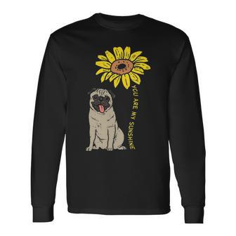 Sunflower Sunshine Pug Cute Animal Pet Dog Long Sleeve T-Shirt | Mazezy