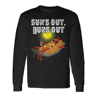 Suns Out Hot Dog Buns Out Food Lover Sausage Bbq Long Sleeve T-Shirt - Monsterry DE