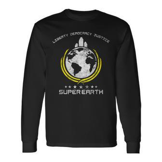 Super Earth Diving Into Hell For Liberty Hell Of Diver Long Sleeve T-Shirt - Seseable