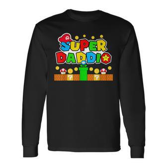 Superdaddio Gamer Dad Fathers Day Video Game Lover Long Sleeve T-Shirt - Monsterry