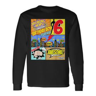 Superhero Birthday Boys 6 Amazing Awesome Super Long Sleeve T-Shirt - Monsterry UK