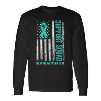 Support Squad American Flag Sexual Assault Awareness Month Long Sleeve T-Shirt - Monsterry AU