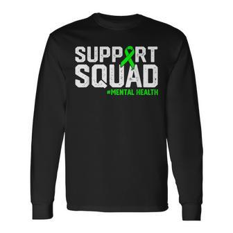 Support Squad Mental Health Awareness Lime Green Ribbon Long Sleeve T-Shirt - Monsterry